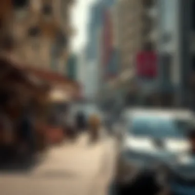 A bustling street scene near the Bur Dubai business center highlighting local commerce