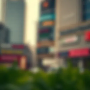 Signage of various international companies located in Bur Dubai's business district