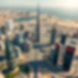 Aerial view of iconic business districts in Dubai