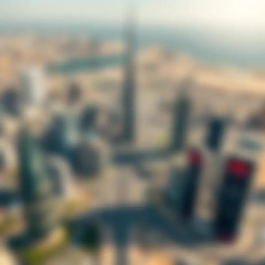 Aerial view of iconic business districts in Dubai