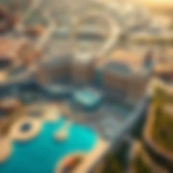 An aerial view of Caesars Palace Dubai highlighting its expansive layout