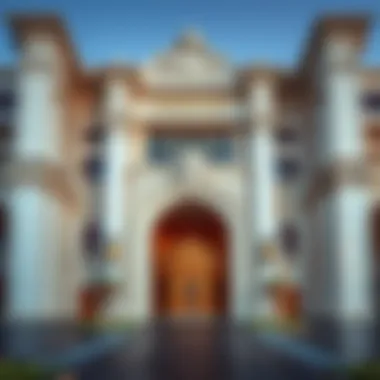 The grand entrance of Caesars Palace Dubai showcasing its majestic architecture