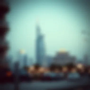 Capital Gate's iconic leaning structure against the skyline