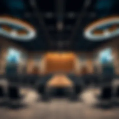 Interior setup of a conference hall with advanced technology