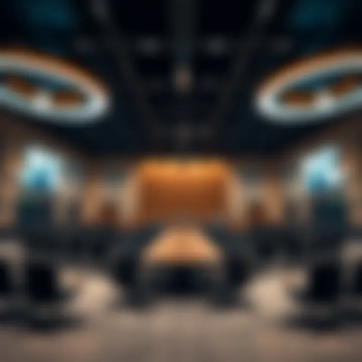 Interior setup of a conference hall with advanced technology