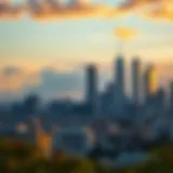 Stunning city skyline at sunset