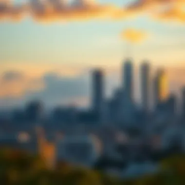 Captivating Skyline during Golden Hour Stunning city skyline at sunset