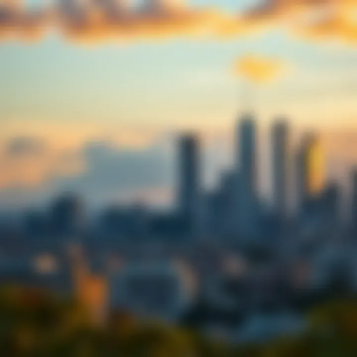 Captivating Skyline during Golden Hour Stunning city skyline at sunset