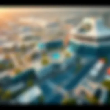 Expansive Layout of Healthcare City Aerial view showcasing the expansive layout of Dubai Healthcare City 2