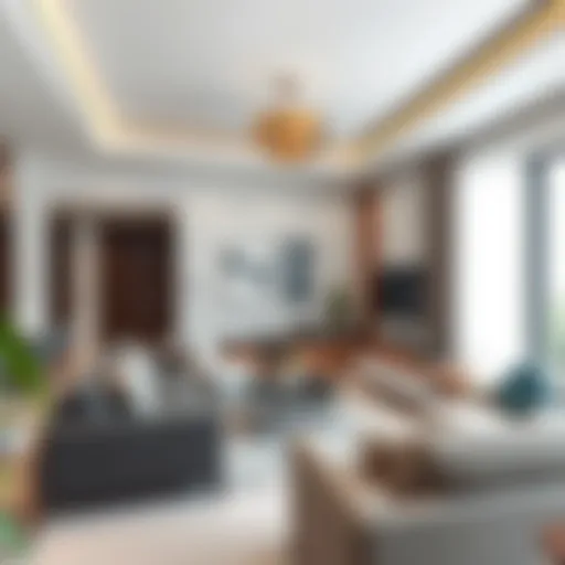 Spacious family room in Al Quoz showcasing modern decor and comfortable furnishings