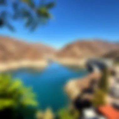 Crystal clear waters of Hatta Dam surrounded by verdant hills