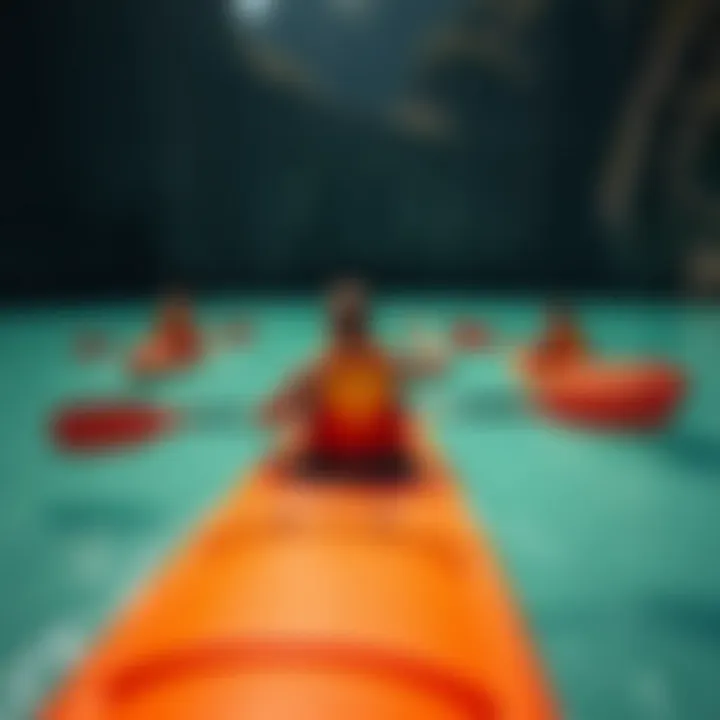 Adventure seekers enjoying kayaking in the turquoise waters