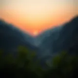 Serene view of Hatta's rugged mountains at sunset