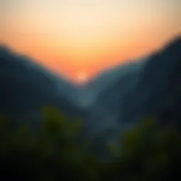 Serene view of Hatta's rugged mountains at sunset
