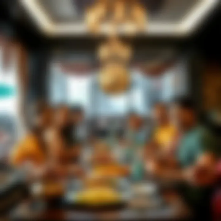 Families enjoying a meal together in an Indian restaurant setting