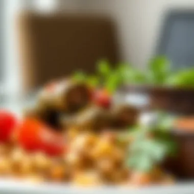 A delicious serving of dolma, stuffed vine leaves with aromatic spices and herbs