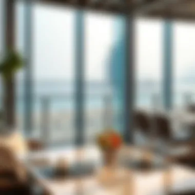 Seaside Elegance: Dining with a View An elegant dining setting with a view of the beach