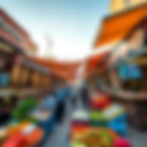 Vibrant Culinary Market in JBR A vibrant food market showcasing a variety of cuisines
