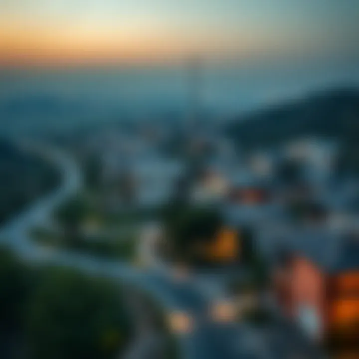 Panoramic view of the Mazaya 10B community and surrounding areas