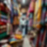 Vibrant display of traditional textiles in Meena Bazaar