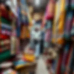 Vibrant display of traditional textiles in Meena Bazaar