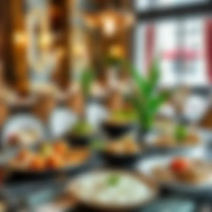 A vibrant table setting featuring a variety of dishes from the menu