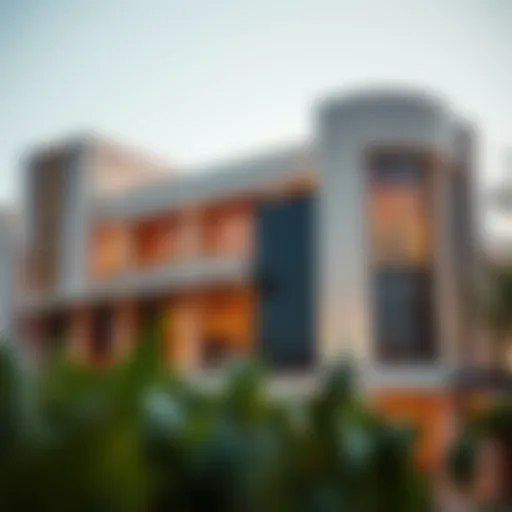 Exterior view of مطعم مزراب showcasing its modern architecture