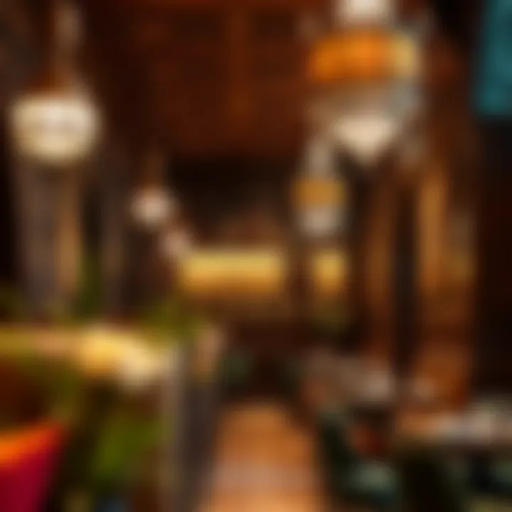 Intricate interior decor of مطعم مزراب highlighting cultural elements