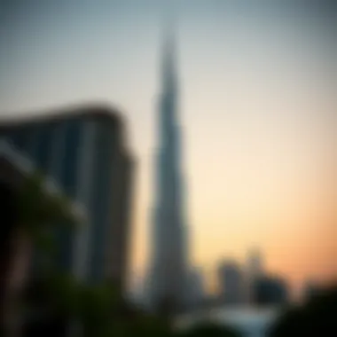 A stunning view of the Burj Khalifa at sunset