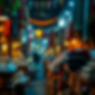 Vibrant souk filled with colorful spices and textiles