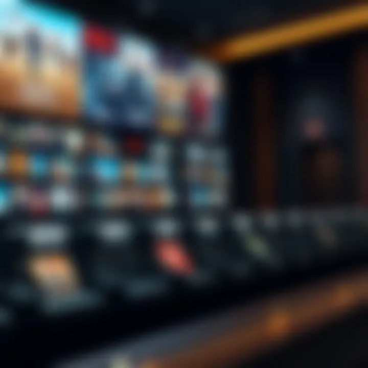 Wide selection of films displayed on a screen