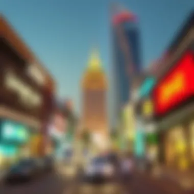 Vibrant commercial district in Novo Dubai bustling with activity