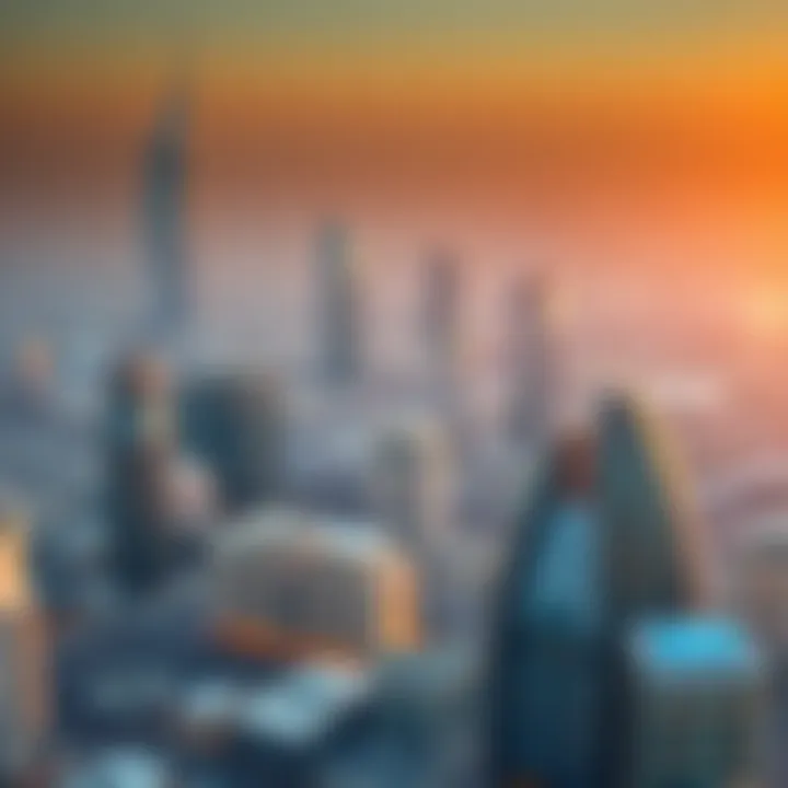 Aerial view of Dubai skyline highlighting fitness centers