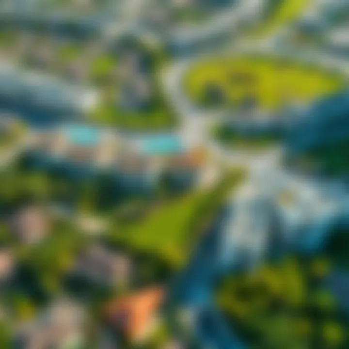Community Living in Dubai Aerial view of a vibrant community with green spaces