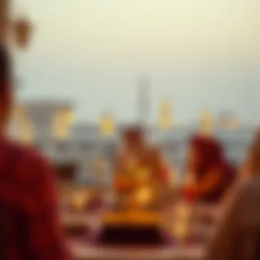 Traditional Iftar Gathering Stunning view of a traditional Iftar setup in the UAE