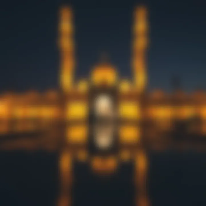Ramadan Reflections at the Mosque Illuminated mosque during the holy month of Ramadan