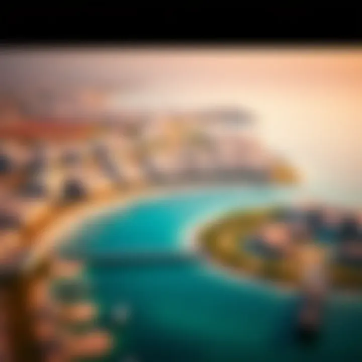 Aerial View of Marjan Island's Vibrant Development An aerial perspective of the vibrant development on Marjan Island.