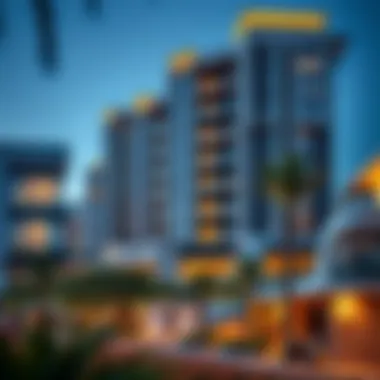 Contemporary Dubai Neighborhood A vibrant neighborhood in Dubai showcasing contemporary lifestyle and amenities.