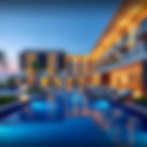 Modern Architecture of Roda Amwaj Suites A stunning view of Roda Amwaj Suites highlighting its modern architecture.