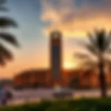 Dubai Islamic Bank Clock Tower at sunset