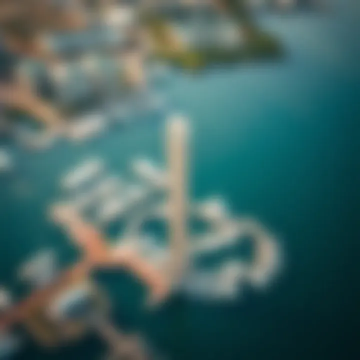 Aerial view of Skyview Tower Marina showcasing its strategic position along the waterfront.