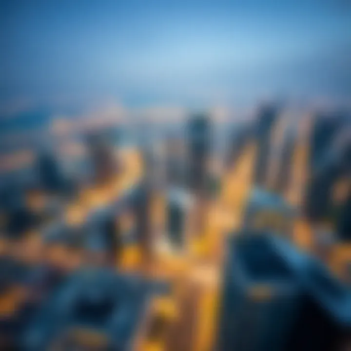 Aerial view of Downtown Dubai highlighting financial district