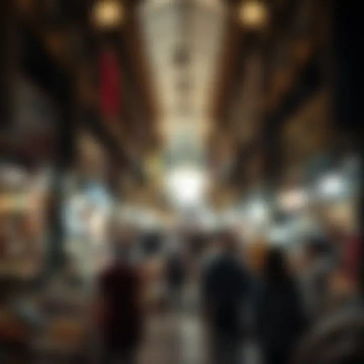 A bustling atmosphere of shoppers exploring the market
