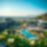 A panoramic view of روضة البطين showcasing its modern architecture and lush greenery.