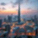 Panoramic view of Burj Khalifa from Address Boulevard