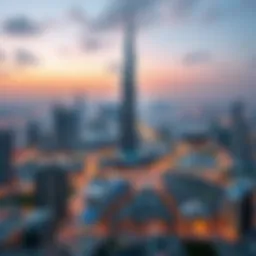 Panoramic view of Burj Khalifa from Address Boulevard