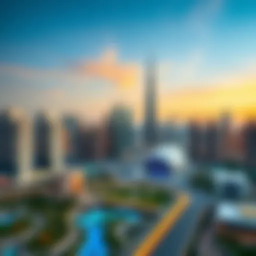 A panoramic view of Dubai's iconic skyline featuring various complexes