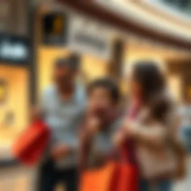 Family enjoying their shopping day at the mall