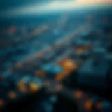 Aerial view of an industrial cityscape showcasing factories and urban development