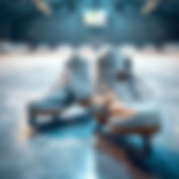 Ice Skates Ready for Action A close-up of ice skates on a freshly prepared ice surface